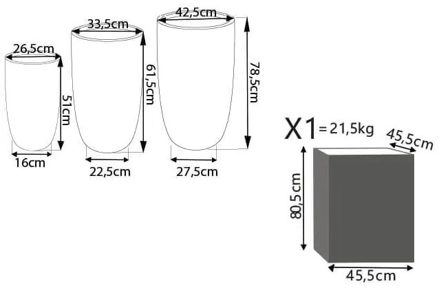 JULIA - set di 3 vasi