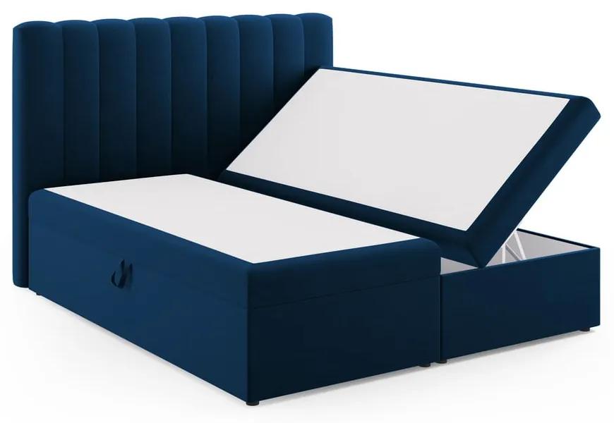 Letto boxspring blu scuro con contenitore 180x200 cm Gina - Milo Casa