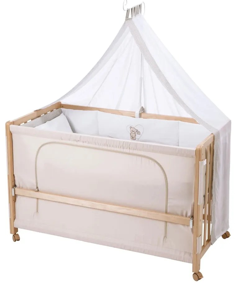 Lettino su ruote con baldacchino in colore naturale 60x120 cm Liebhabär - Roba