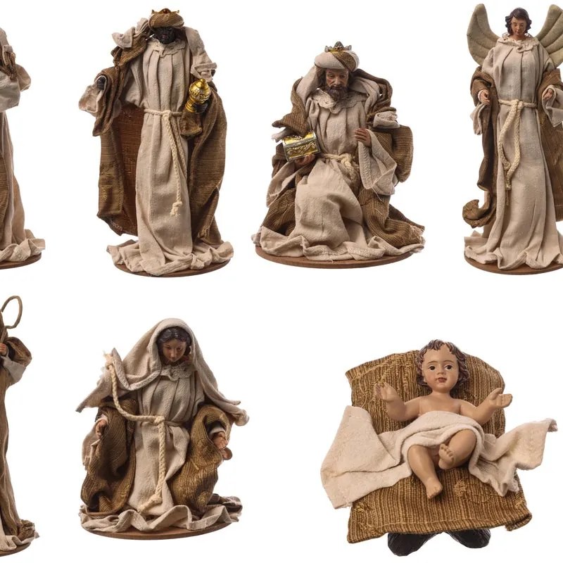 Set di 7 statuine natività per presepe in ceramica H 23 cm