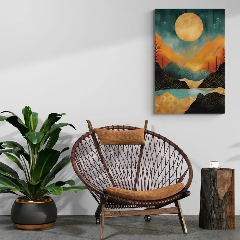Stampa su tela – Tramonto astratto con un tocco di lusso