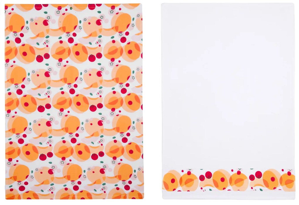 Set 2 strofinacci cucina pesche 50x70 cm cotone