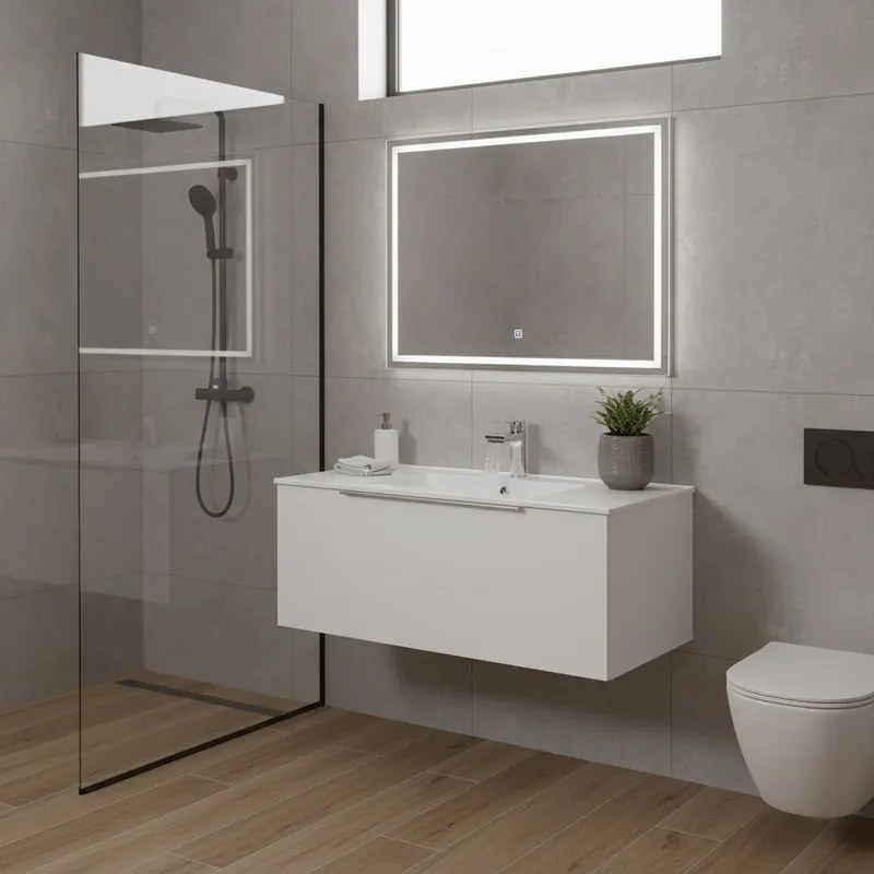 Mobile da bagno sospeso sotto lavabo L 79.5 x H 30 x P 45.5 cm bianco opaco, 1 cassetto Brera