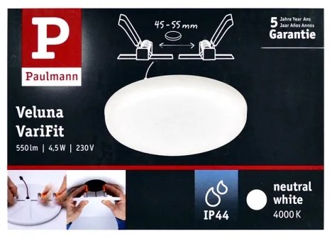 Paulmann 92390 - LED/4,5W IP44 Lampada da incasso per bagno VARIFIT 230V