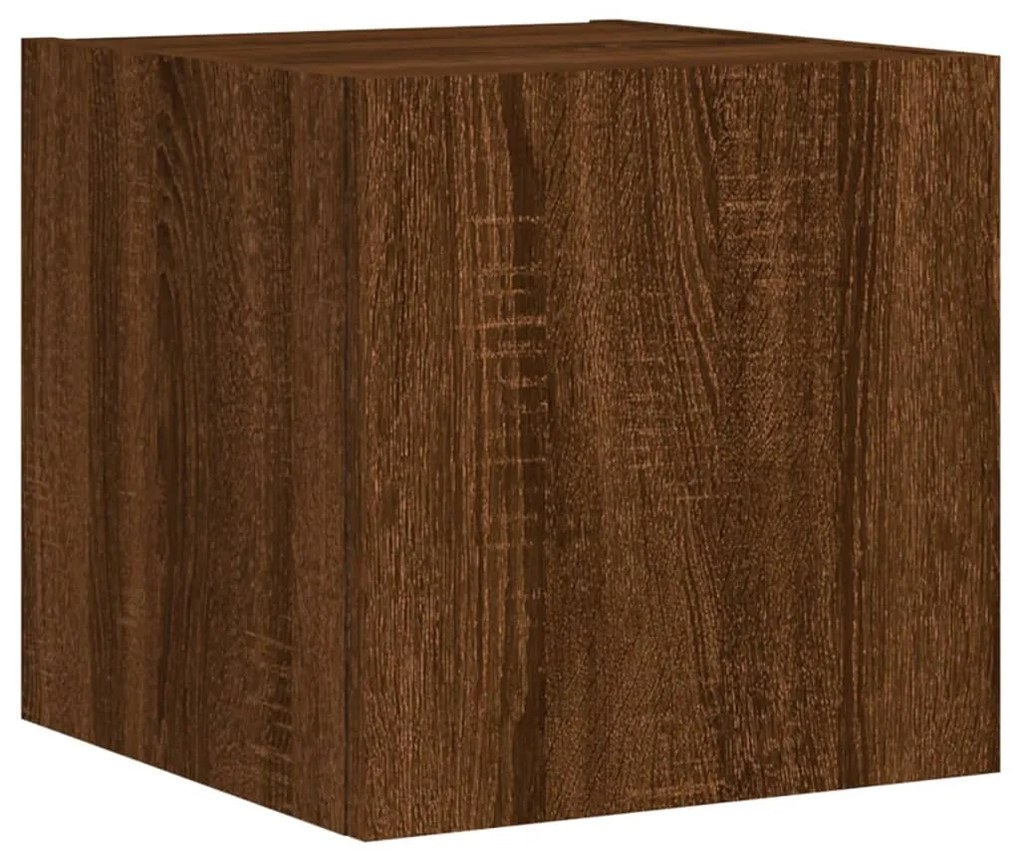 Mobile tv a parete con luci led rovere marrone 30,5x35x30 cm