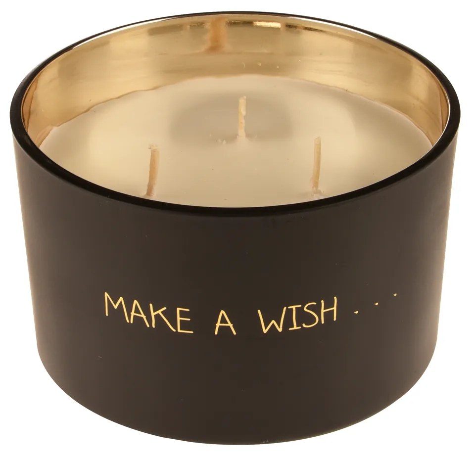 Candela profumata con cristallo e vasetto con scritta Make a wish My Flame