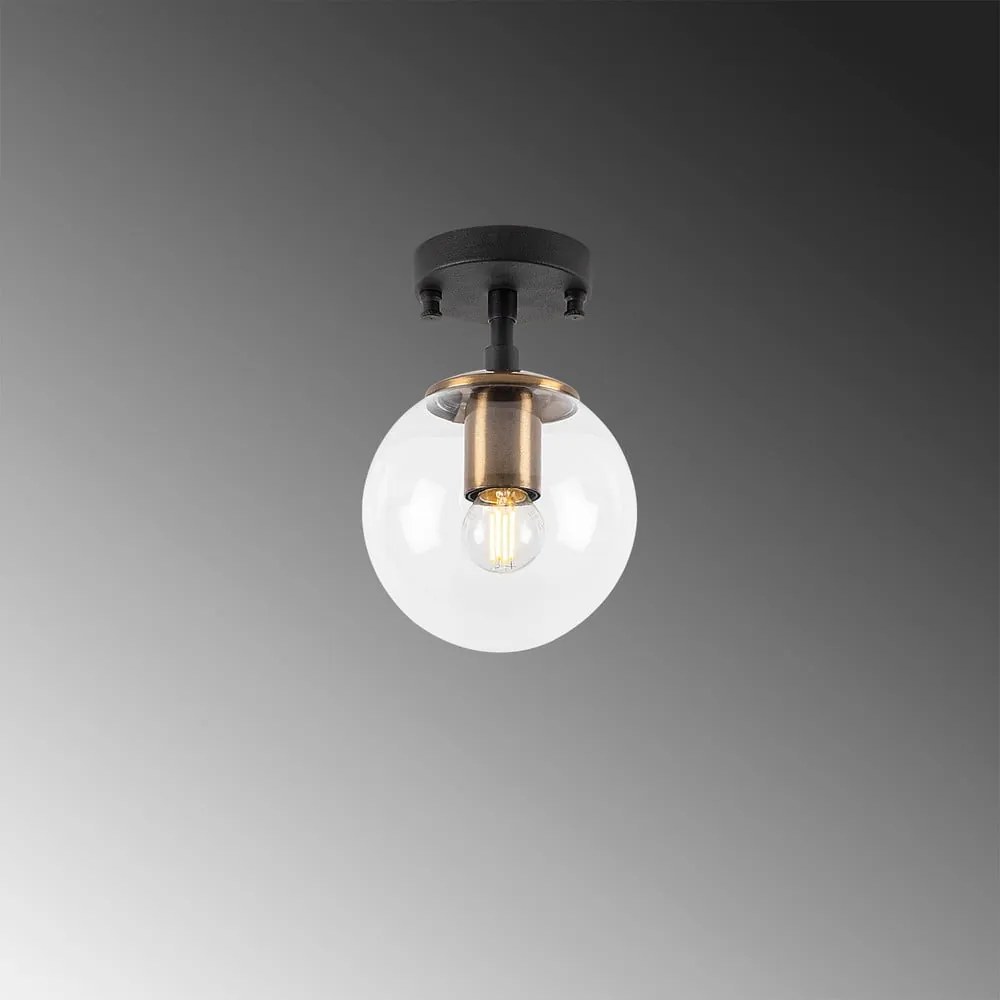 Lampada da soffitto nera con paralume in vetro ø 15 cm Atmaca - Opviq lights