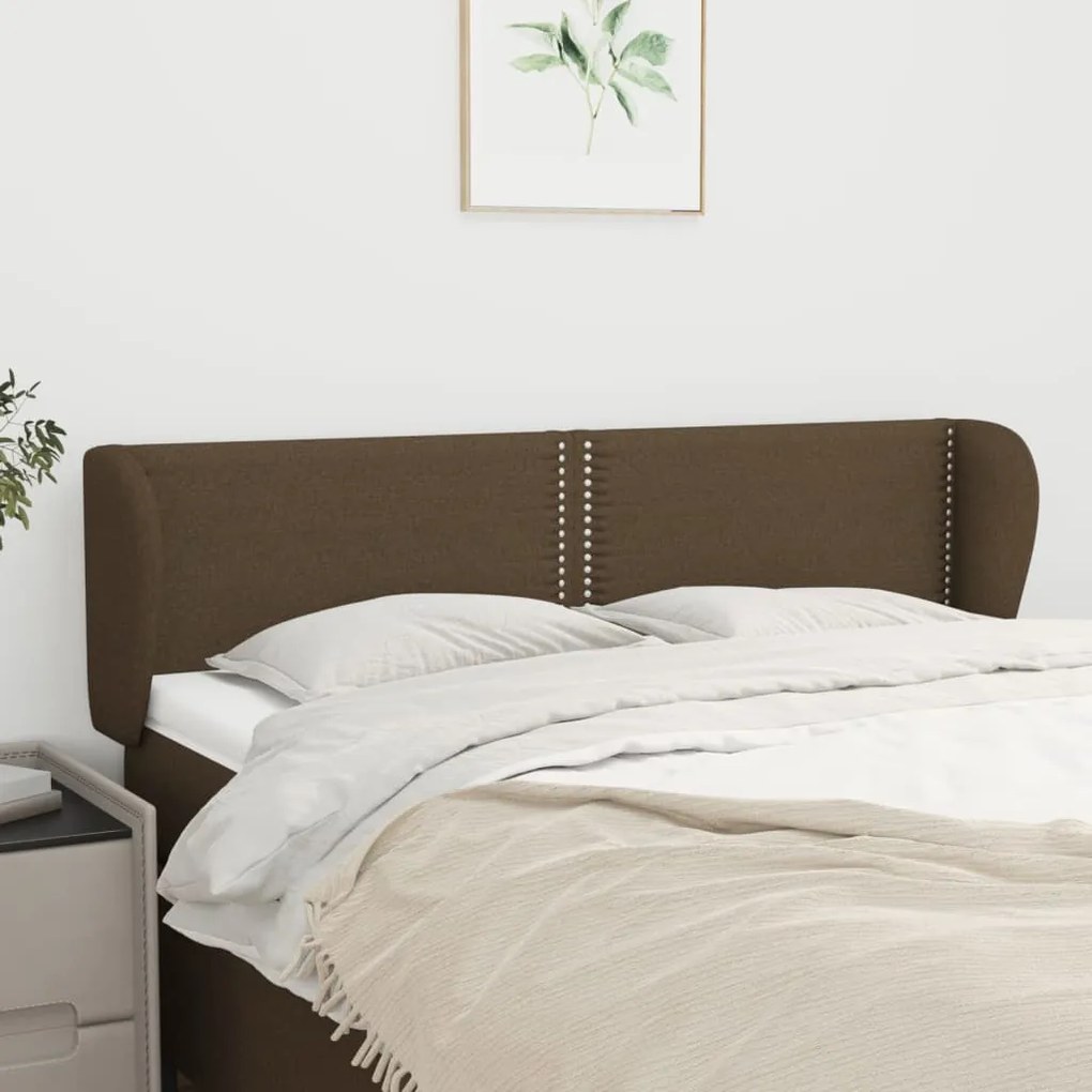 Testiera Ad Orecchio Marrone Scuro 147x23x78/88 Cm İn Tessuto /