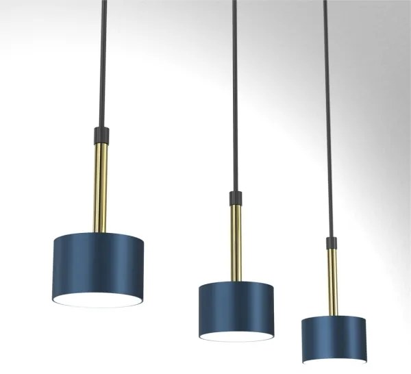 Lampadario su corda ARENA 3xGX53/11W/230V blu/dorato