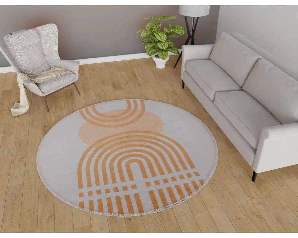 Tappeto rotondo giallo/grigio ø 160 cm - Vitaus