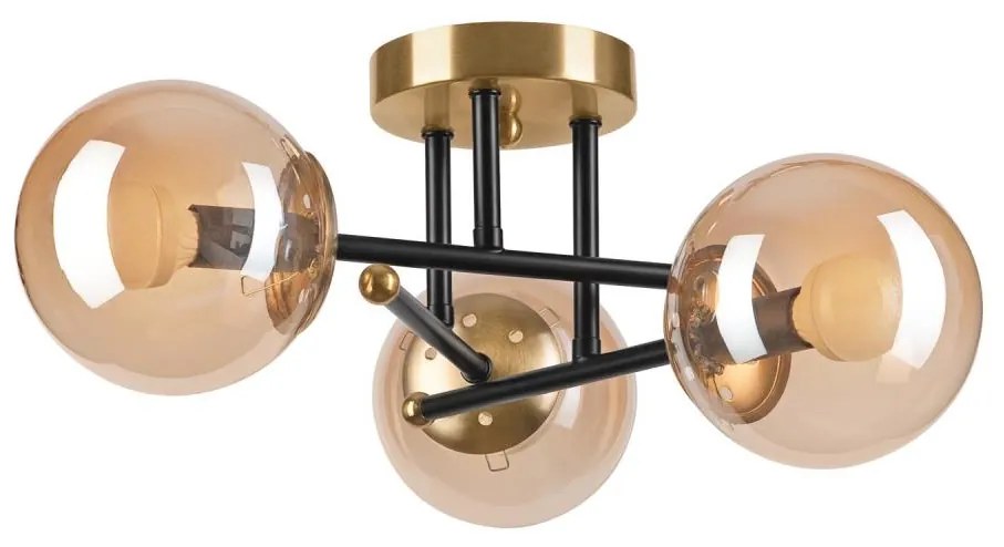 Lampadario a plafone MALENA 3xE14/5W/230V oro/nero/fumé beige