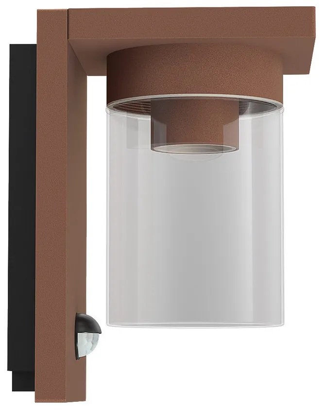 Applique Corten IP54 con Base E27 e Sensore di Movimento - Serie RIGA