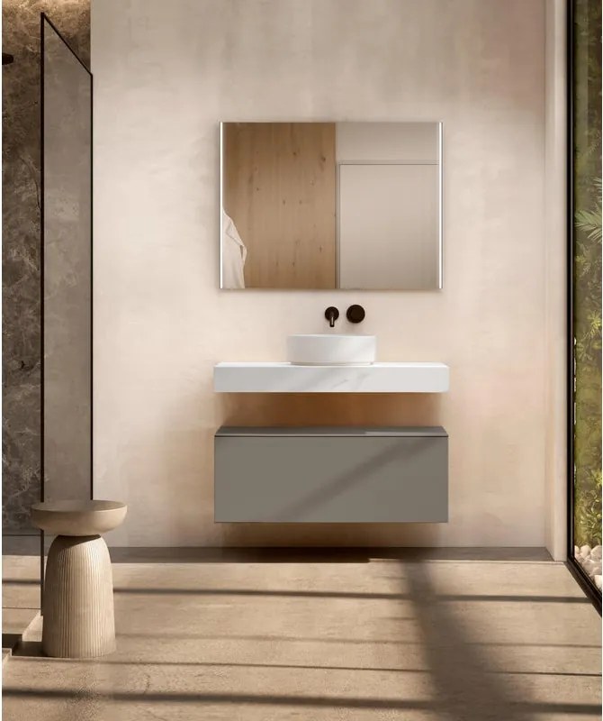 Cassettone da bagno Element VISOBATH 1 cassetto P 46 x L 100 x H 35 cm cenere laccato truciolare