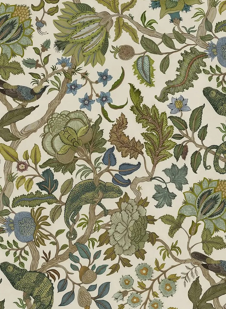 Josephine Munsey Carta da parati Chameleon Trail - Sage and Green