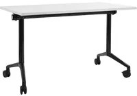 Scrivania rettangolare pieghevole con rotelle portatile con struttura in metallo bianco e nero 120 x 60 cm stile moderno