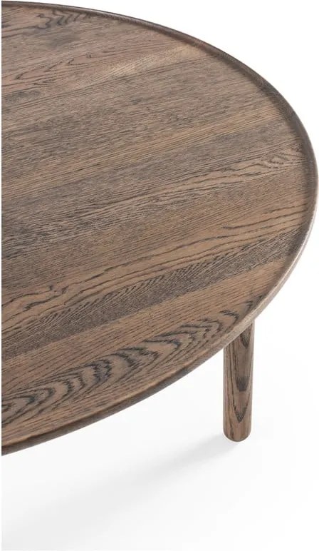 Tavolino da salotto rotondo marrone in rovere massiccio ø 100 cm Mu – Gazzda