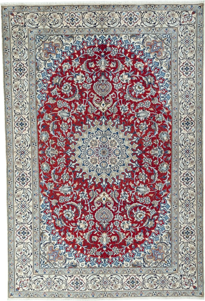 Nain Tappeto persiano 290 x 200 Rosso (Iran) Annodato A Mano