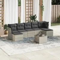 Set Divano da Giardino 8pz con Cuscini Grigio Chiaro Polyrattan 3249881