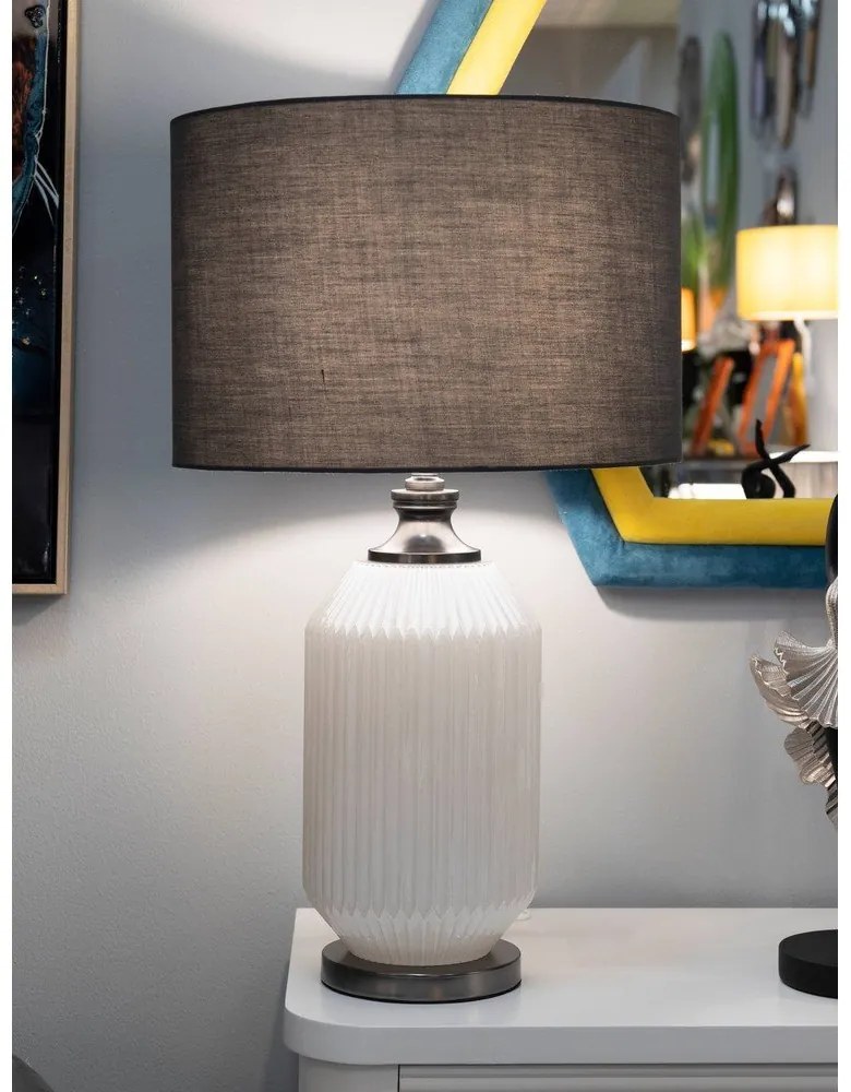 Lampada da tavolo grigia con paralume in tessuto (altezza 65 cm) Brighty - Mauro Ferretti