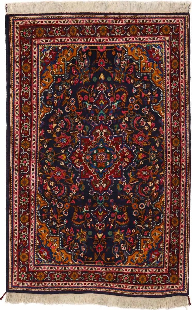 Hamedan Tappeto 160x110 Blu (Iran) Annodato A Mano