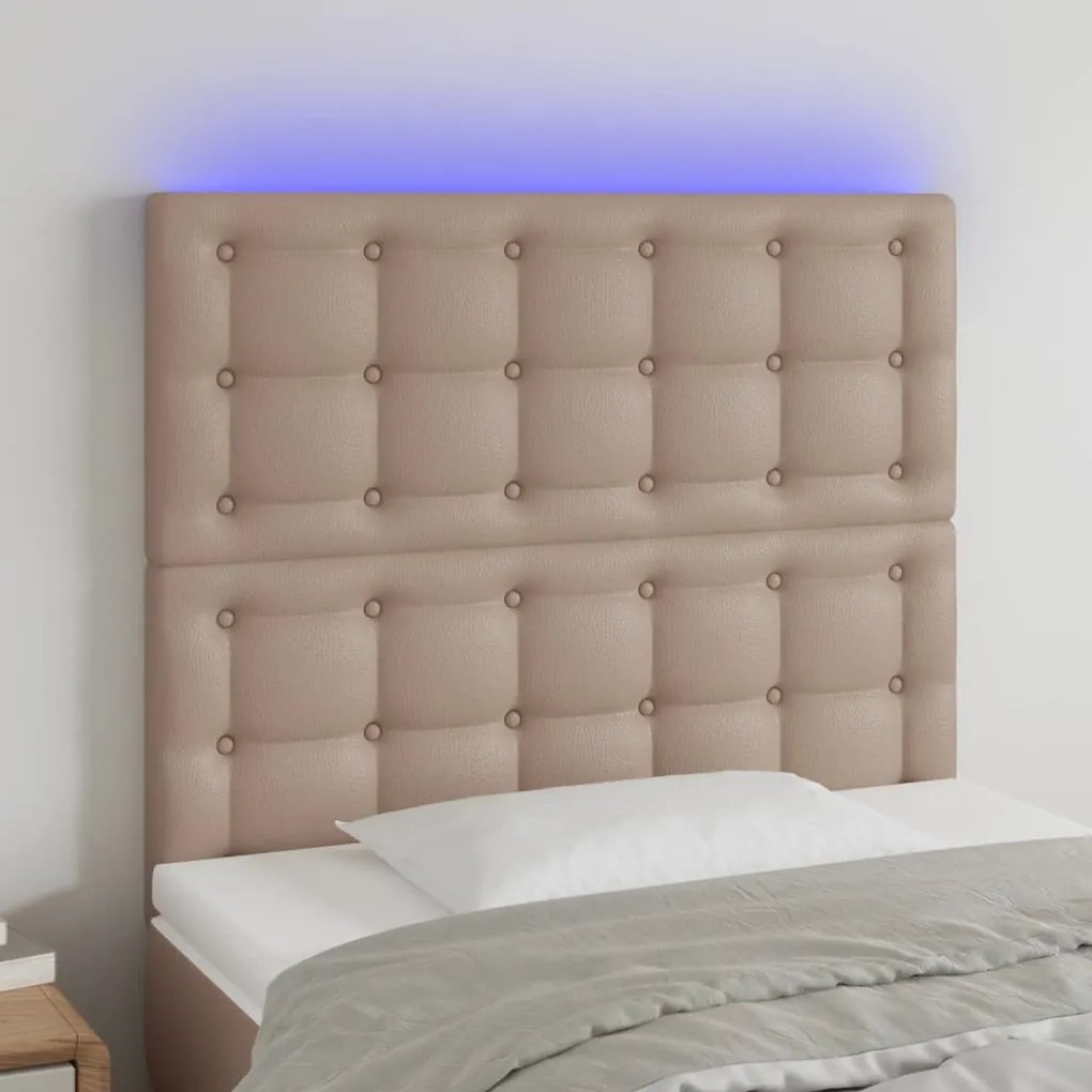 Testiera A Led Cappuccino 80x5x118/128 Cm İn Similpelle /