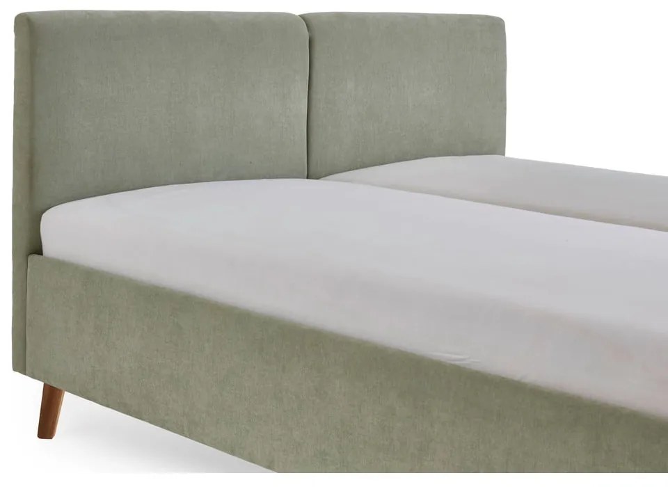 Letto matrimoniale imbottito verde chiaro con rete inclusa 160x200 cm Piano – Meise Möbel