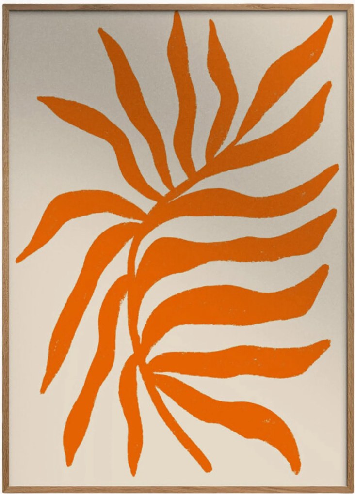 Stampa digitale incorniciata Orange Silhouette Textured Branch