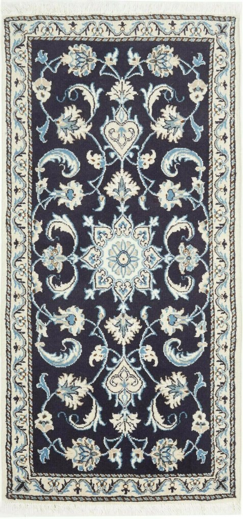 Nain Tappeto 70 x 140 Blu (Iran) Annodato A Mano