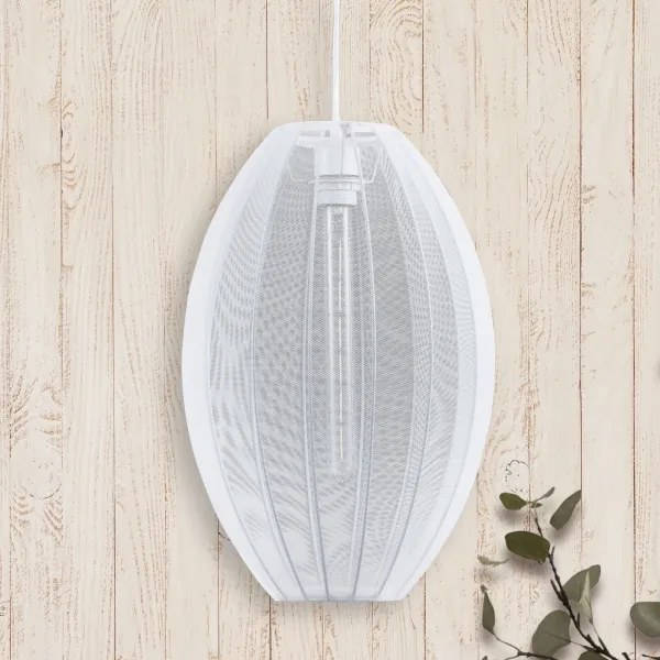 Lampadario a sospensione con filo KAREI 1xE27/20W/230V diametro 30 cm bianco