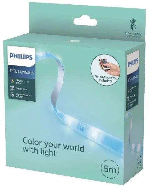 Philips - Striscia LED RGB dimmerabile 5m LED/12W/230V + telecomando