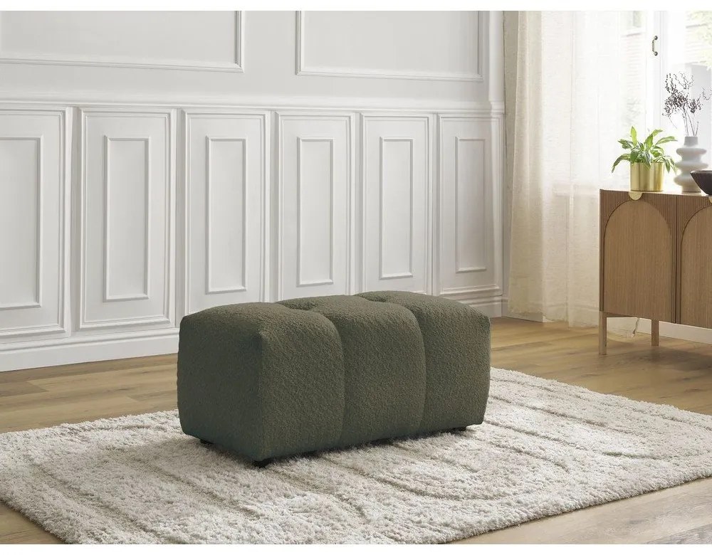 Poggiapiedi color kaki con rivestimento in bouclé Roxelane – Bobochic Paris