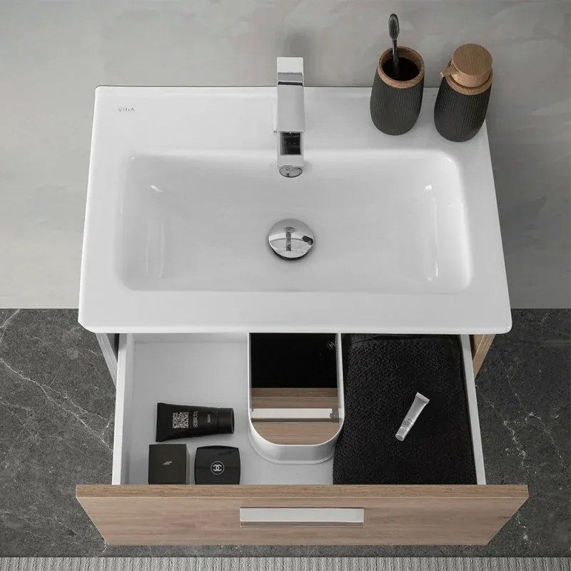 Mobile bagno sospeso 60 rovere africa con lavabo e specchio Miami