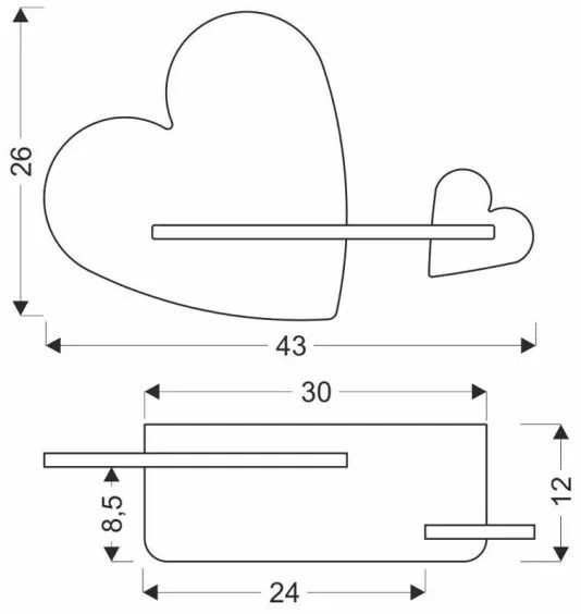 Applique LED per bambini con mensola HEART LED/5W/230V rosa/bianco/legno