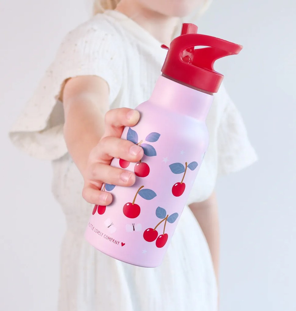 A Little Lovely Company - borraccia in acciaio inox, 350 ml - ciliegie