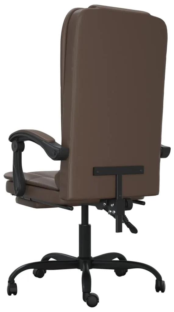 Poltrona da ufficio massaggiante reclinabile marrone similpelle