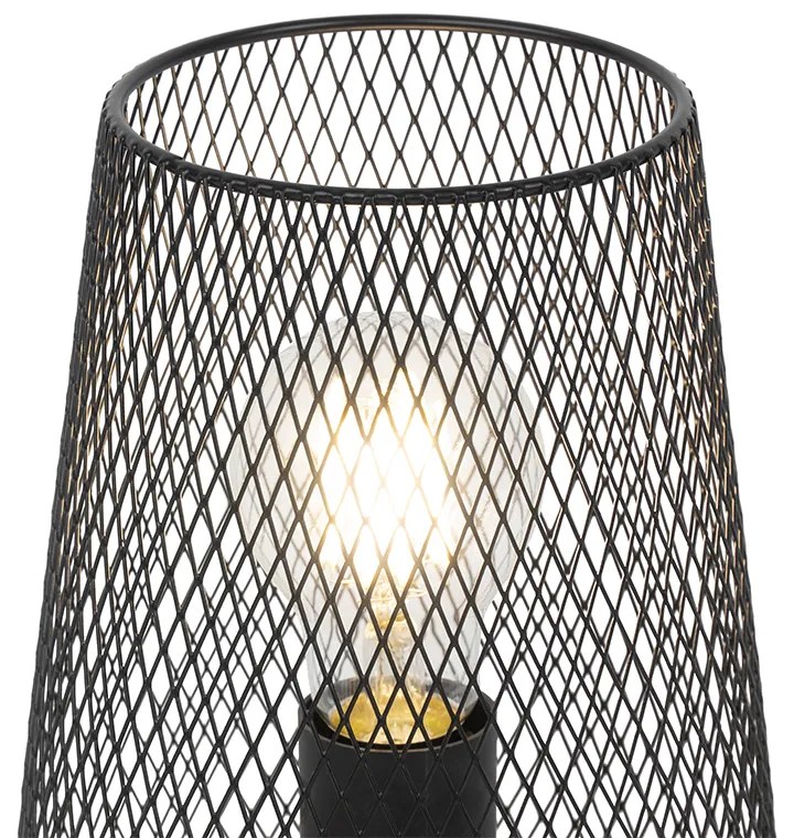Lampada da tavolo di design nera con legno - Bosk