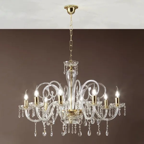 Lampadario a sospensione in cristallo MARIATERESA D82 cm liscio 8 luci