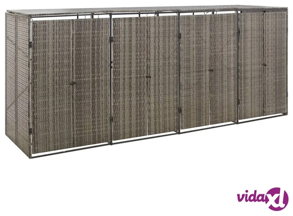 vidaXL Copribidone Quadruplo Grigio 274x80x117 cm in Polyrattan