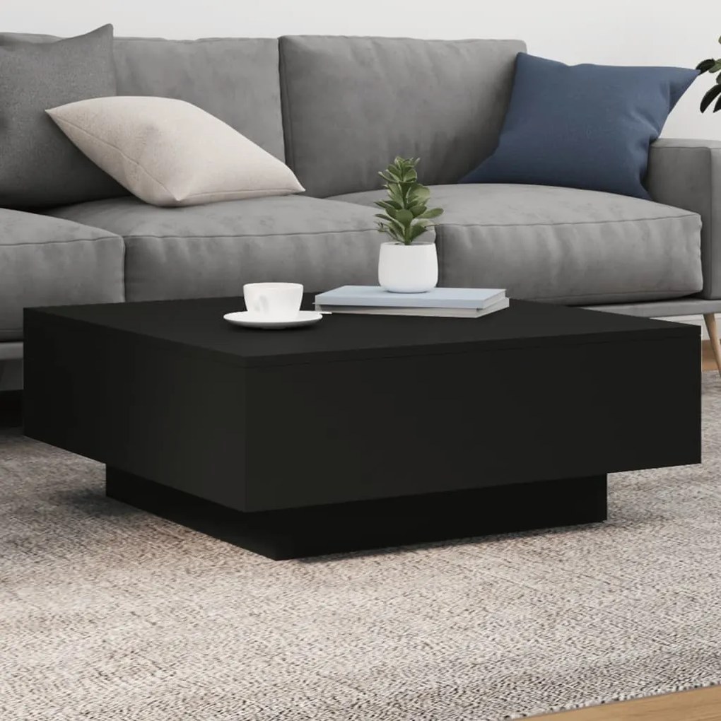 Tavolino Da Salotto Nero 80x80x31 Cm İn Legno Multistrato /