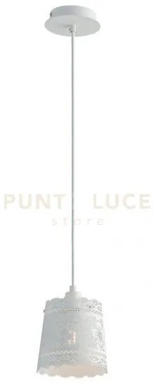 Lampadario a sospensione cluny bianca 1 luce attacco e14 14x145cm