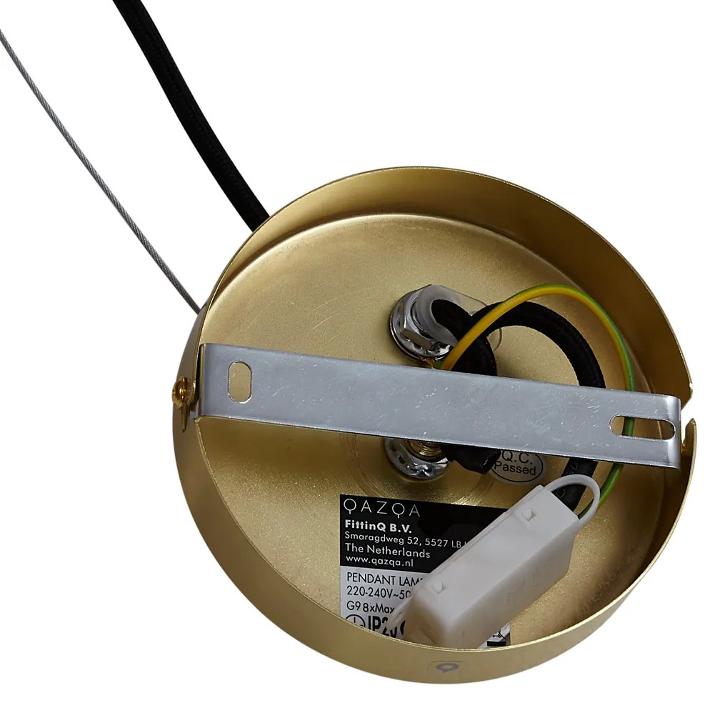 Lampada a sospensione Art Déco oro con vetro arcobaleno 50cm 8 luci - Uvas