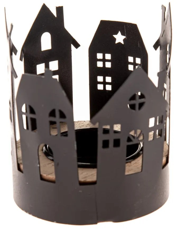 Portacandela in metallo a tema natalizio Houses – Dakls