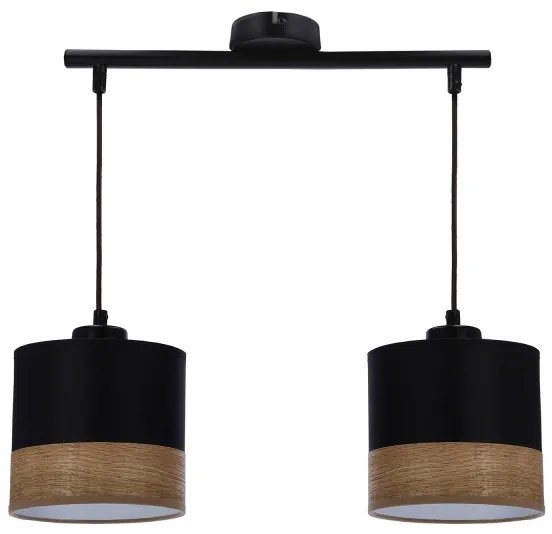 Lampadario a sospensione con filo PORTO 2xE27/60W/230V nero/marrone