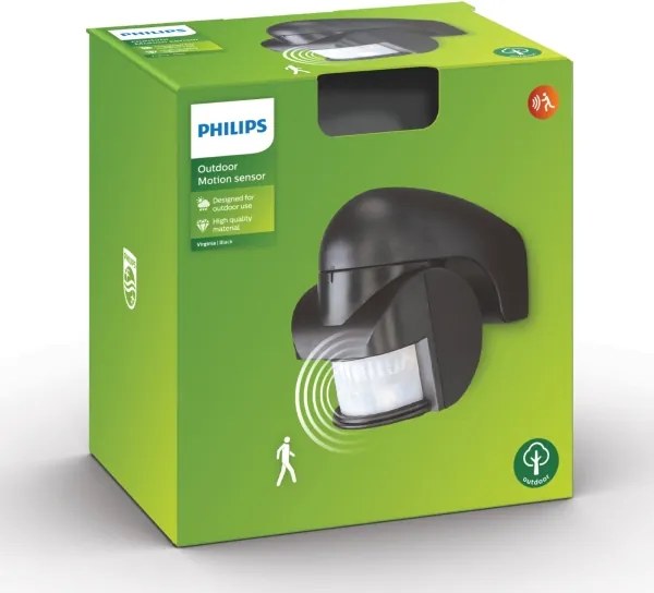 Philips 1747630PN - Sensore movimento esterno VIRGINIA IP44 nero