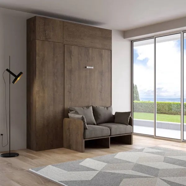 Letto a scomparsa una piazza e mezza 120 cm con mobili Noce KENTARO SOFŔ