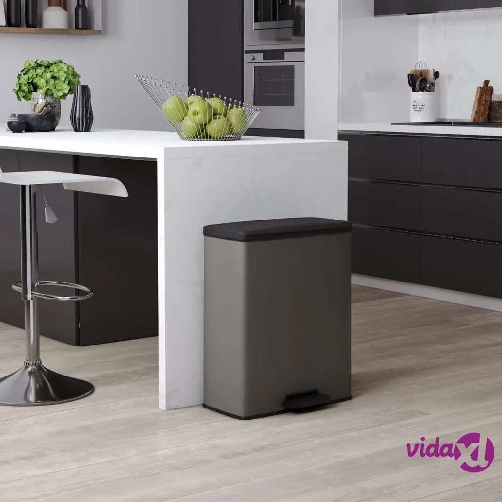 Curver Pattumiera a Pedale Deco Rettangolare 65 L Grigio Freddo