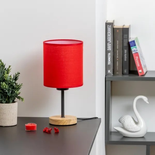 Brilagi - Lampada da tavolo NUBILA WOOD 1xE27/25W/230V quercia/rosso