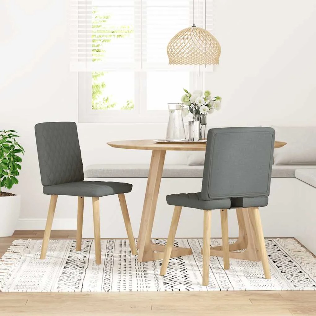 Sedie Da Pranzo 2 Pz Grigio Scuro İn Tessuto /