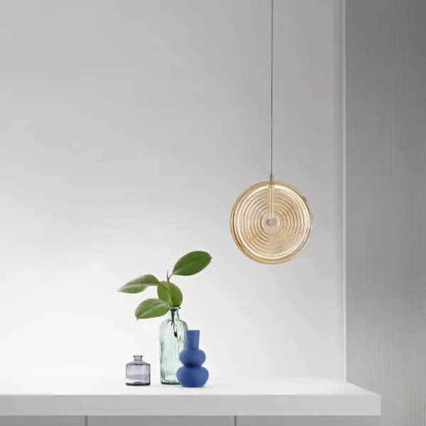 Lampada a sospensione LED JOKEY in metallo e vetro decorato AMBRA 30 cm