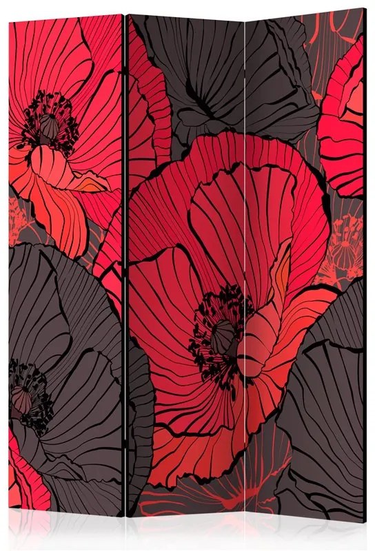 Paravento  Pleated poppies [Room Dividers]  Colore Rosso, Dimensioni e Misure 135x172